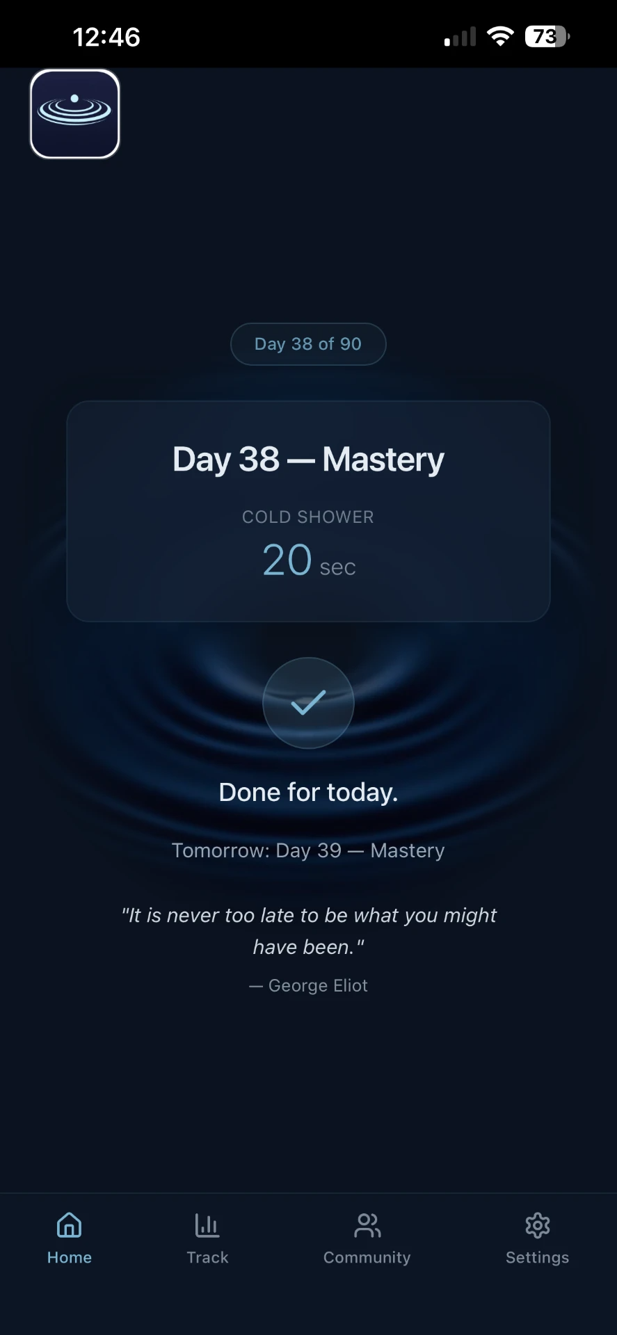 Couch to Recovery™ app — Day 38 Mastery, done for today